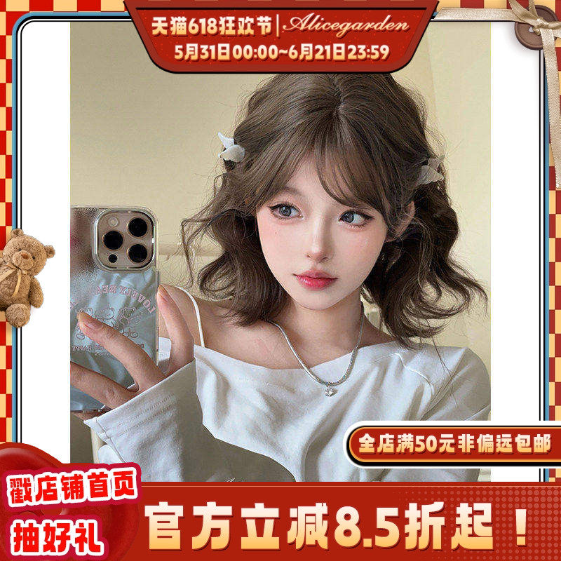 AG假发女短发网红Lolita『棕糯泡泡』韩系气质修脸短卷发jk全头套