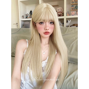 AG假发女网红长发Lolita『浅浅梦织』金色时尚女团长直发jk全头套