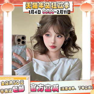 AG假发女短发网红Lolita『棕糯泡泡』韩系气质修脸短卷发jk全头套