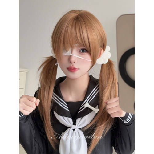 古早氛围感齐刘海直发jk头套