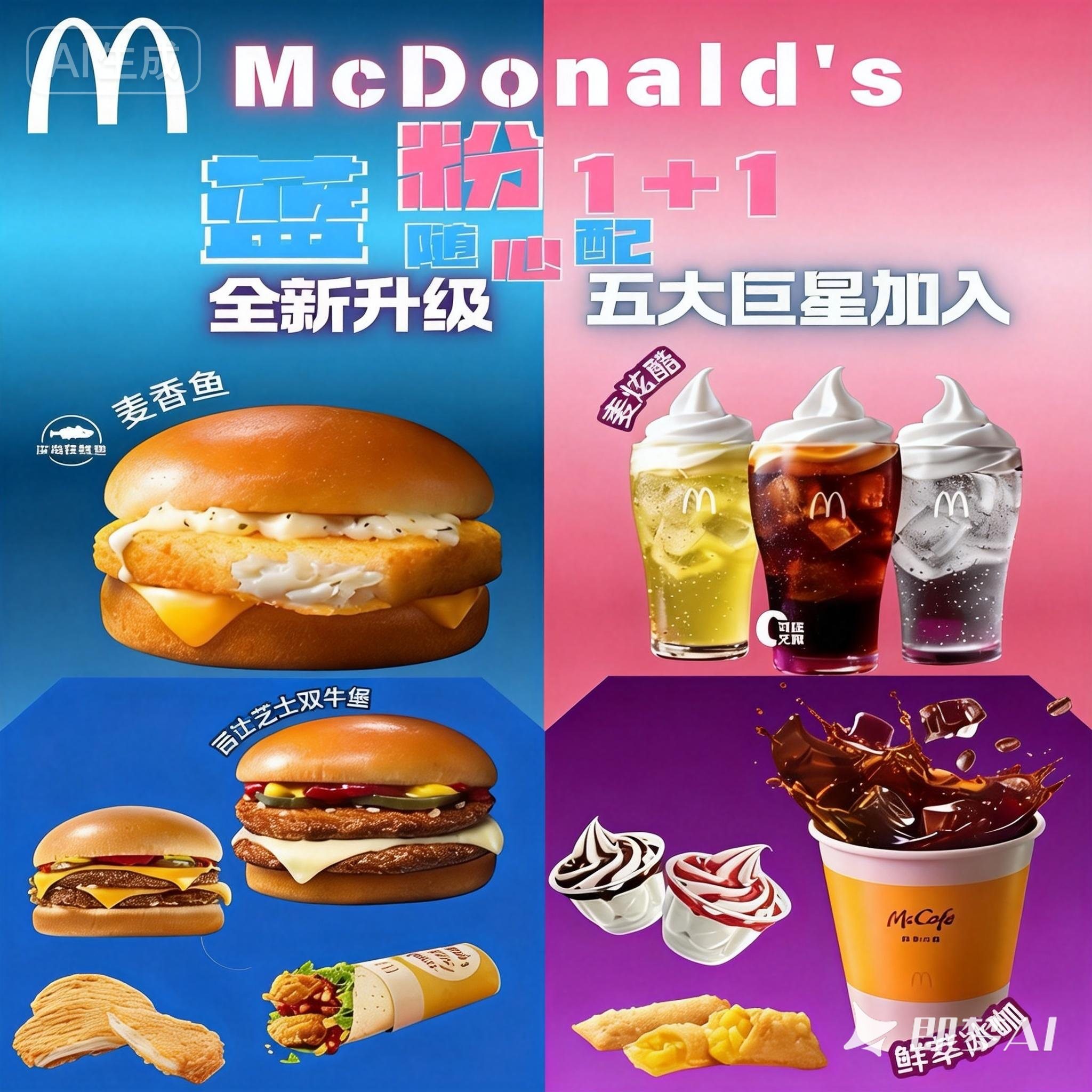 麦当劳新品随心配麦香鱼双吉高达牛堡麦炫酷冰咖可乐新地全国通用图片