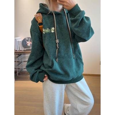 cleanfit墨绿色重磅刺绣卫衣男