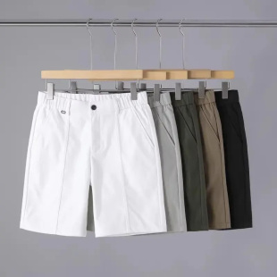 夏季斜纹肌理西装短裤男cleanfit潮流百搭中线设计直筒五分中裤潮