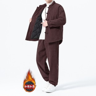 中国风休闲套装棉衣男中式立领盘扣棉服冬季加厚保暖棉裤两件套潮