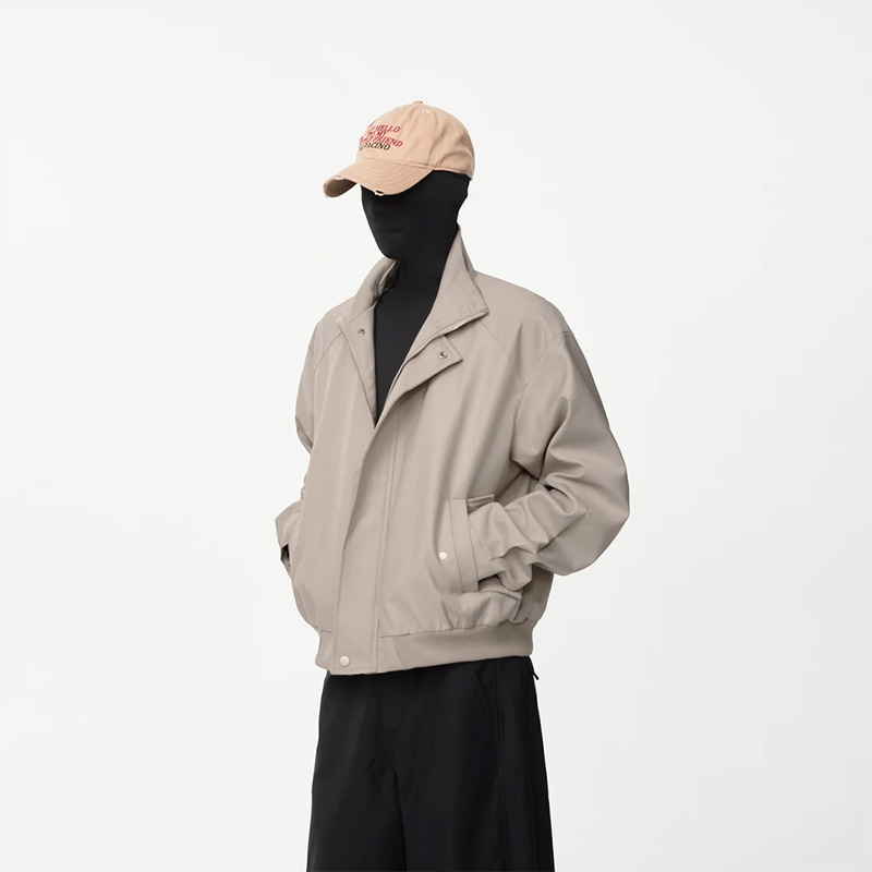 美拉德立领飞行员夹克男无帽外套