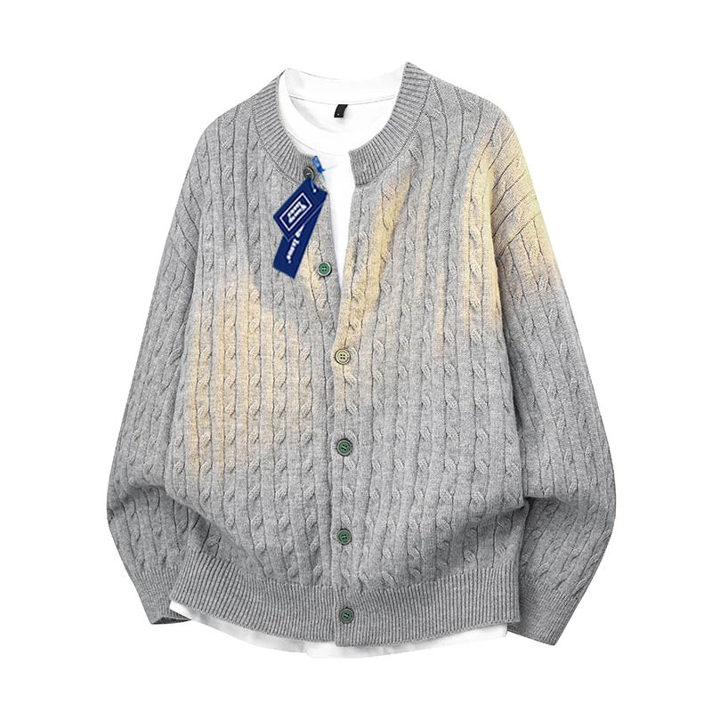 纯色cleanfit针织纽扣开衫外套男