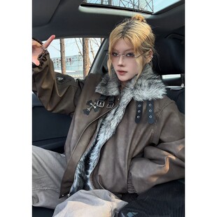 美拉德十字架座山雕棉服男冬季加绒保暖夹克棉衣时尚百搭宽松外套