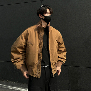 美式bomber飞行员夹克羽绒服男cleanfit短款冬季90白鸭绒保暖外套