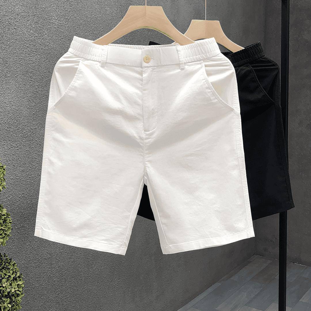 高级感纯白色休闲短裤男四分裤子