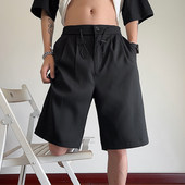 短裤 新款 一粒扣设计垂感显瘦五分裤 直筒裤 西装 潮牌宽松大码 男夏季