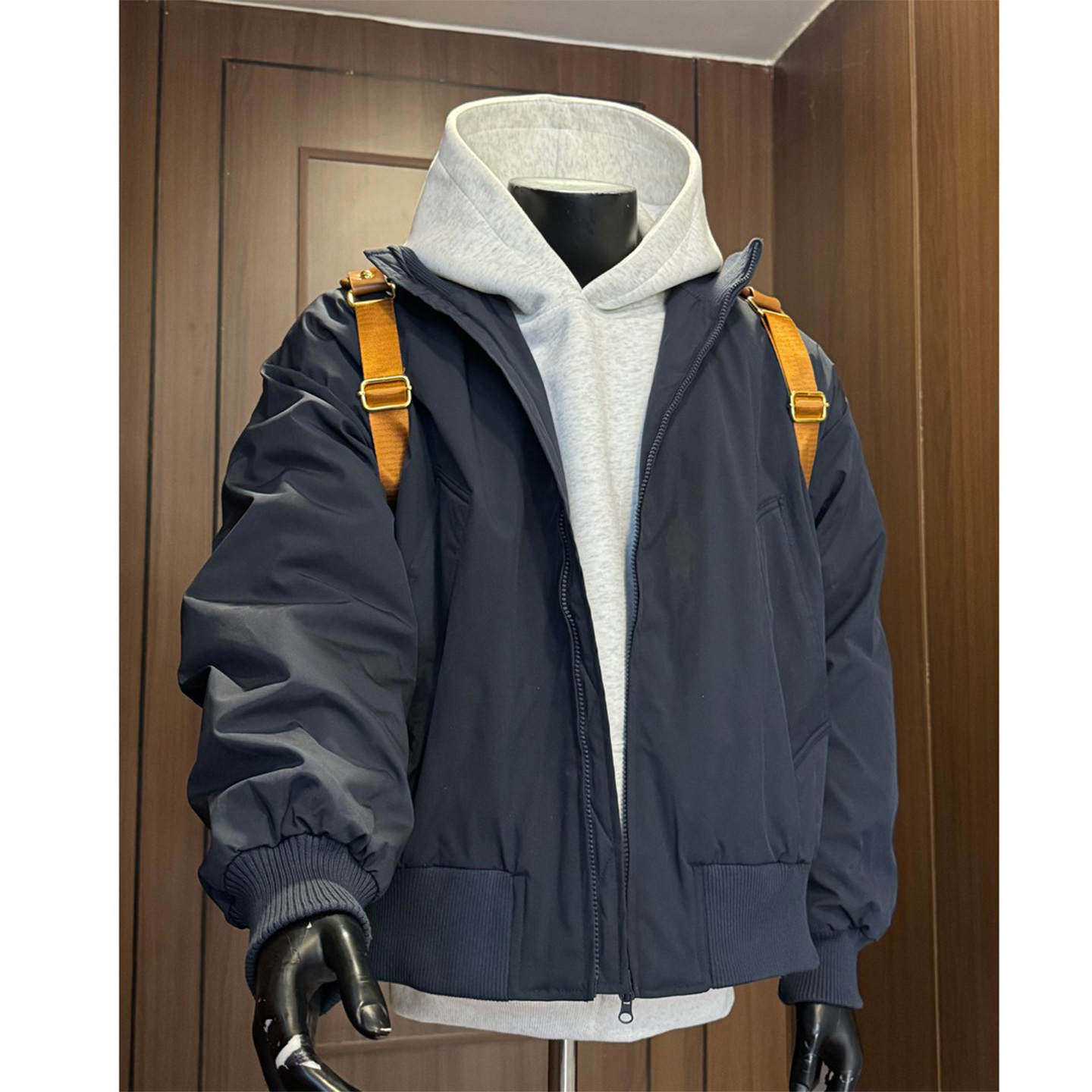 美式bomber立领飞行夹克羽绒棉服