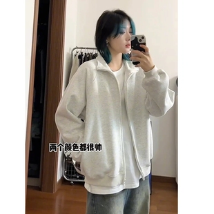 cleanfit解構(gòu)設(shè)計感開衫 衛(wèi)衣男純色百搭立領(lǐng)上衣秋冬加絨加厚外套