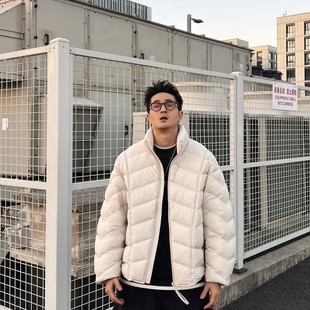 轻薄保暖排骨羽绒服男cleanfit纯色百搭冬季防寒白鸭绒立领外套潮