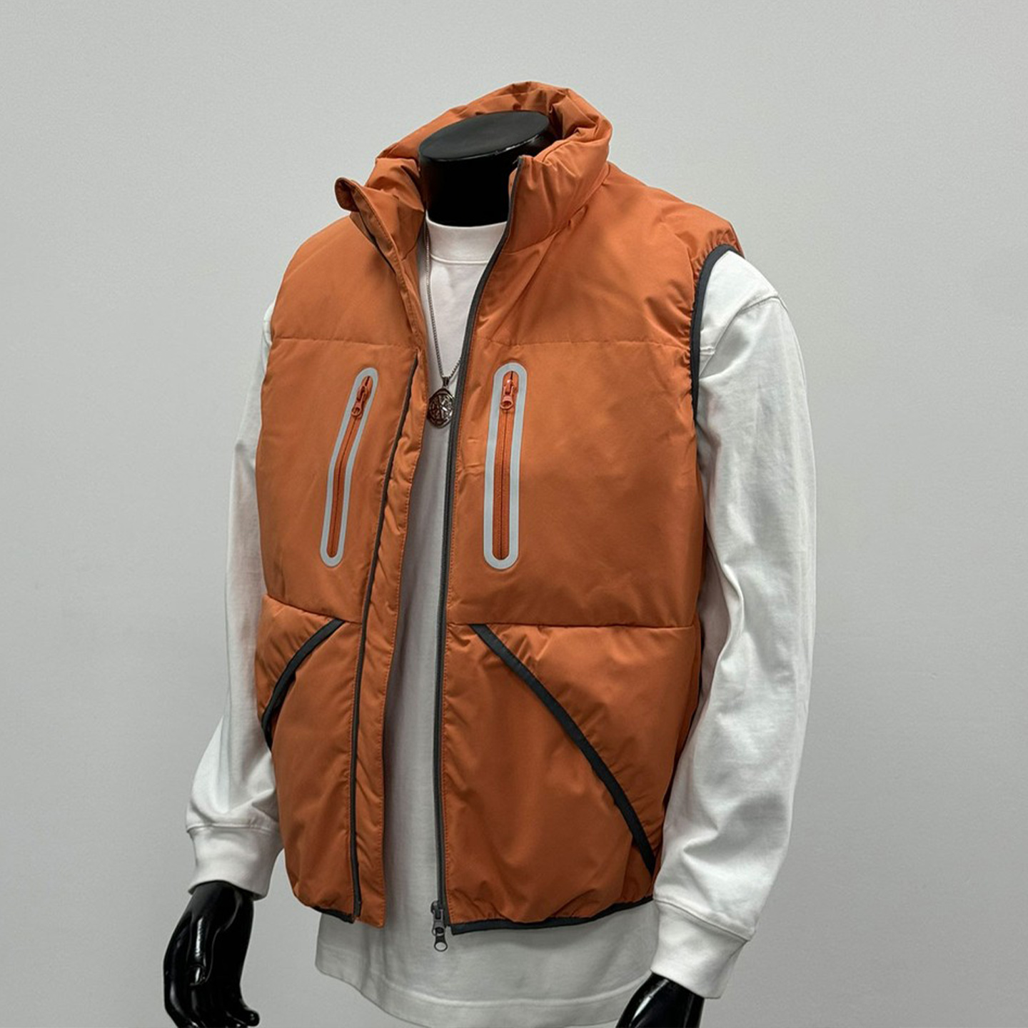 美式户外立领无袖羽绒服马甲男