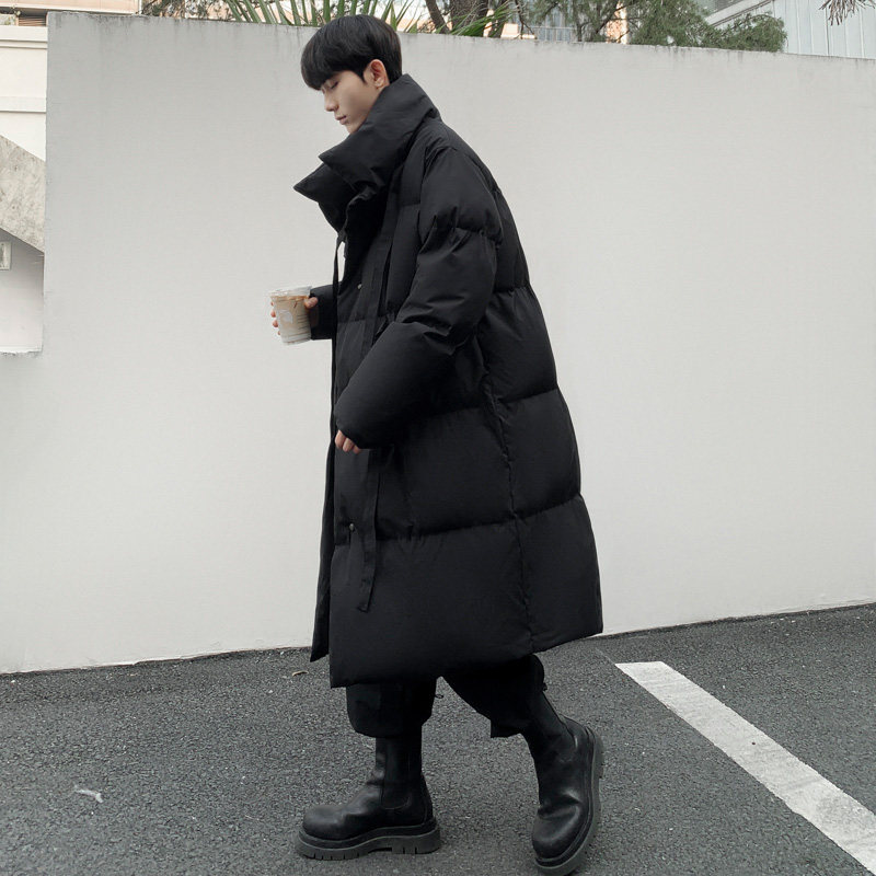 羽绒棉服男中长款冬季加厚立领棉衣宽松暗黑风高街超长过膝外套潮
