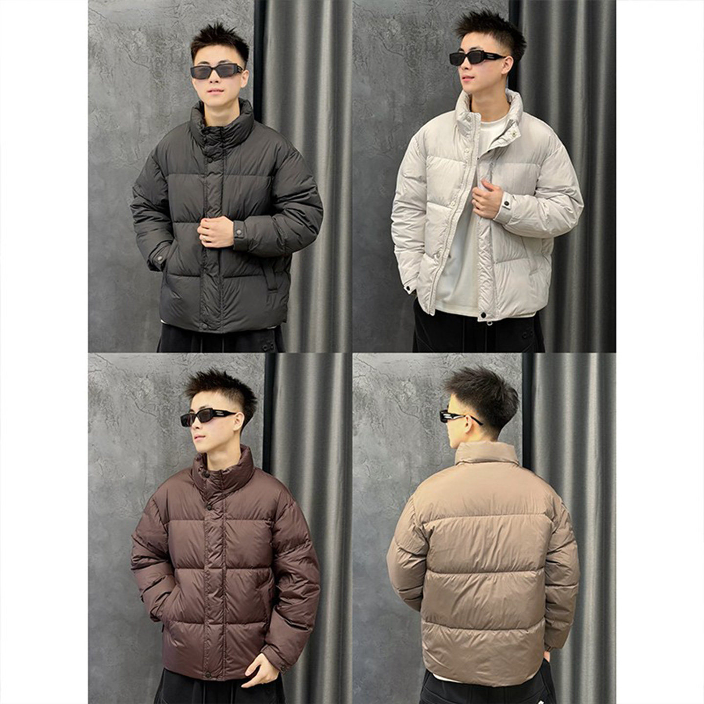 白鸭绒泡芙面包立领羽绒服男潮牌时尚百搭冬季轻量保暖无帽外套潮