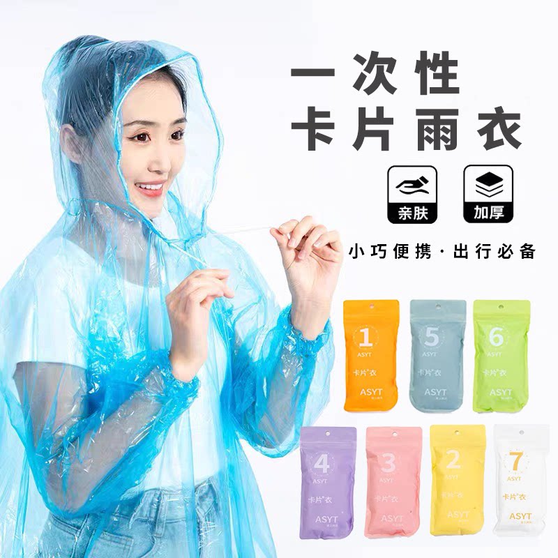 卡片式一次性雨衣便携压缩加厚加大加长户外全身防护成人儿童雨披图片