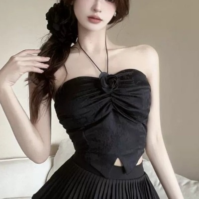 甜辣jazz上衣美式纯欲紧身内搭外穿不规则花朵上爵士舞穿搭衣服装