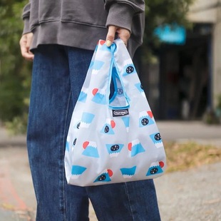 日系惊讶猫卡通可爱折叠手提包学生饮料便当饭盒收纳包环保购物袋