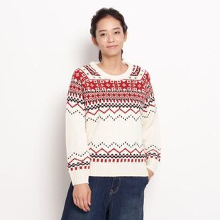 日单提花冬季腈纶加厚毛衣女套衫秋冬圆领长袖甜美气质百搭宽松