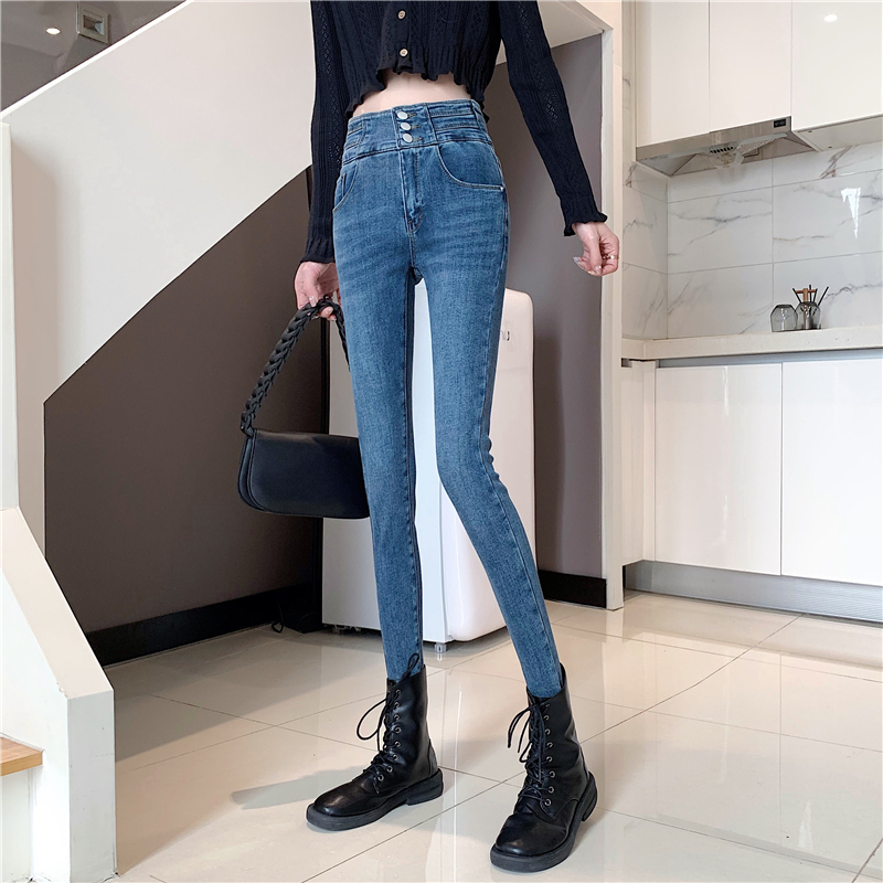 Fashion slim Leggings women's high waist casual jeans trend