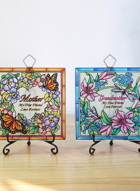 深海吧 母亲节礼物mother美国AMIA彩绘玻璃挂件摆盘客厅装饰礼盒
