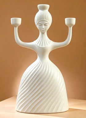 尖货！Jonathan adler ALBA女神muse联排烛台轻奢设计陶瓷摆件