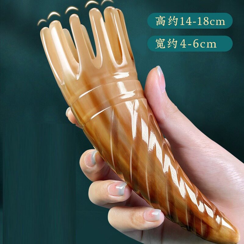 牛角梳正品梳头头疗圆筒刮痧器头部经络洗头梳子女头皮按摩梳