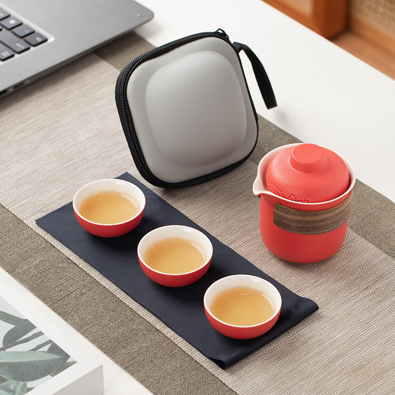 落日橘旅行便携式茶具公司商务年会礼快客茶具套装