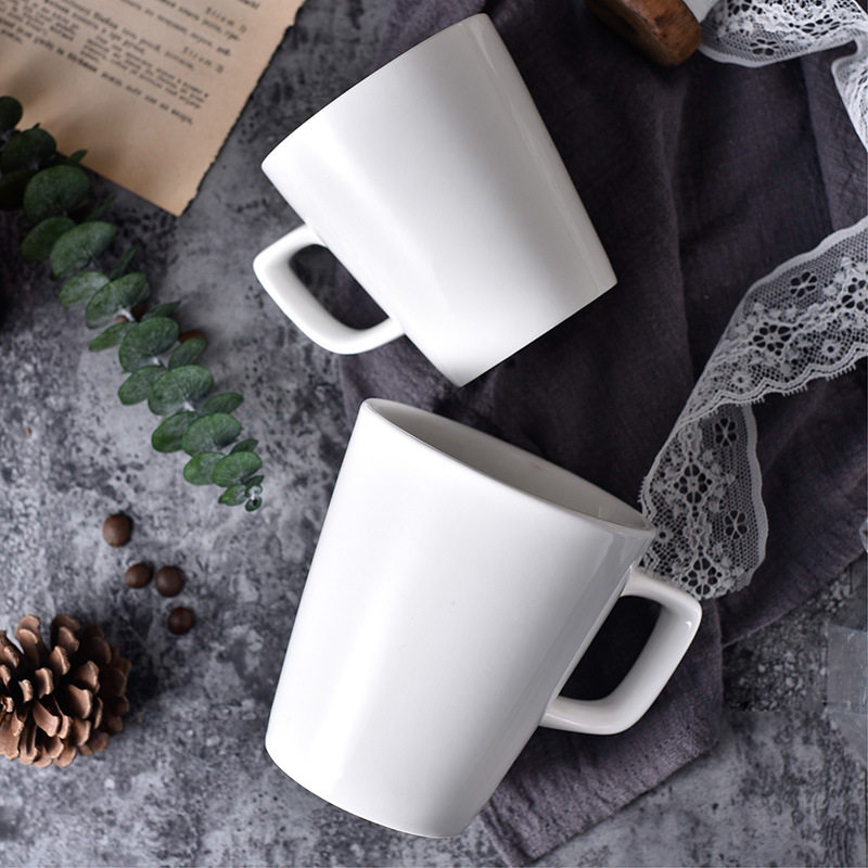 创意礼品加厚纯白色陶瓷水杯  咖啡饮料马克杯办公室杯子带把