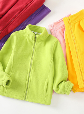 女童摇粒绒外套厚款儿童抓绒衣男童中大童冲锋衣内胆秋冬加绒卫衣