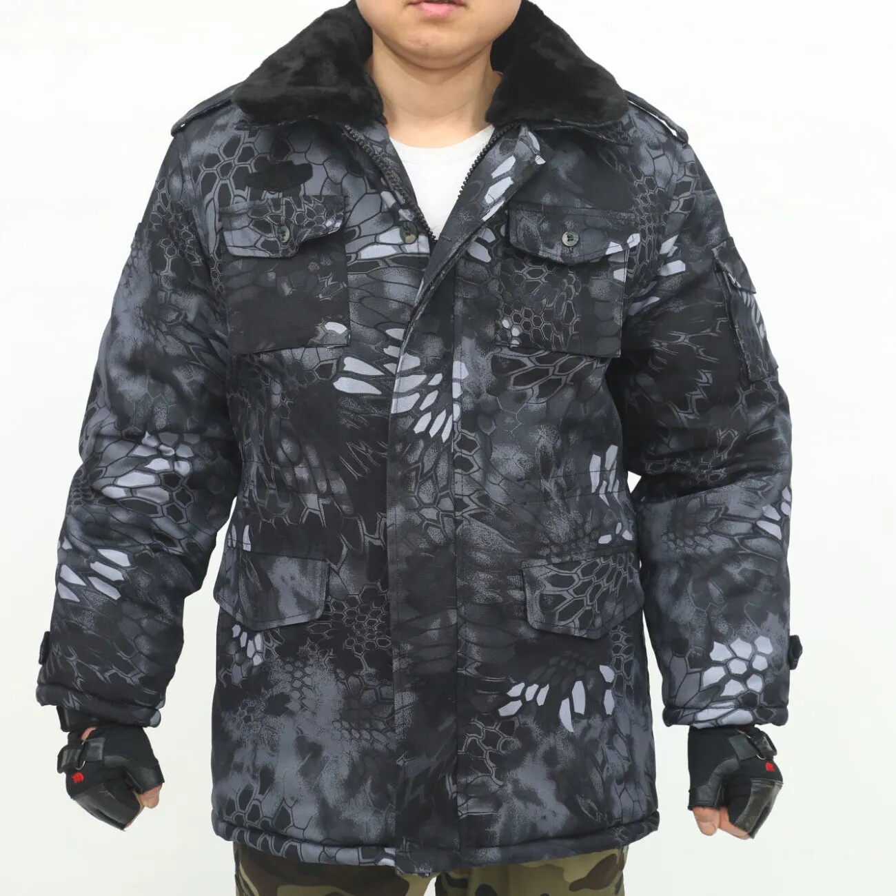 军棉大衣男冬季加厚保安迷彩黄劳保用工作棉服防寒棉衣迷彩大棉袄