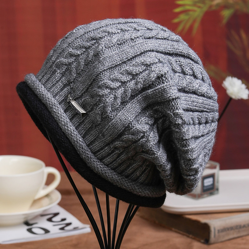 帽子男士秋冬季保暖毛线帽2025时尚防寒堆堆帽女款护耳针织1214r