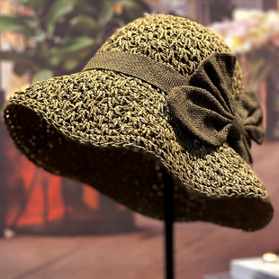 帽子女款夏季沙滩太阳帽2025新款度假遮阳帽编制草帽显脸小防晒帽