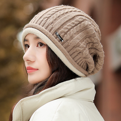 秋冬季卷边设计显脸小毛线帽