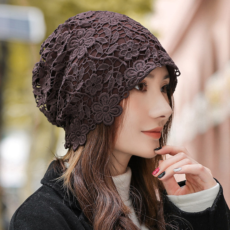 帽子女款秋冬保暖堆堆帽勾花包头帽2025新款洋气头巾遮白发1214r