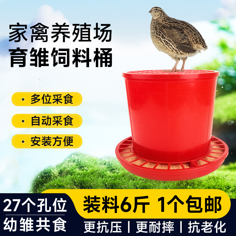 鹌鹑饲料桶鸡鸭鹅喂食槽育雏料槽防撒自动下料器鸽子食槽养殖设备
