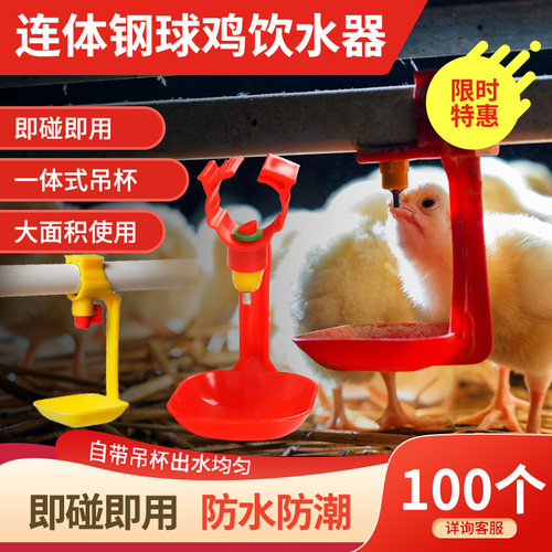 鸡用自动饮水器卡式钢球水线乳头饮水器小鸡育雏连体吊杯养鸡设备 - 封面