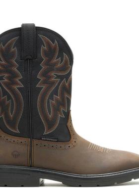 代购Wolverine男士牛仔靴防水透气吸湿减震油蜡反绒皮网眼内衬