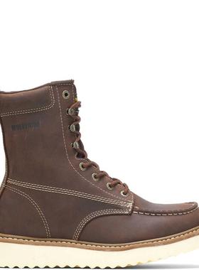 代购Wolverine男士工装靴透气缓震防滑舒适脚床8英寸软头系带