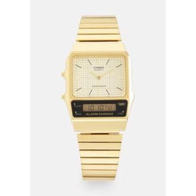 代购卡西欧男士腕表计时闹钟日期秒表金属钢带金色防水商务休闲