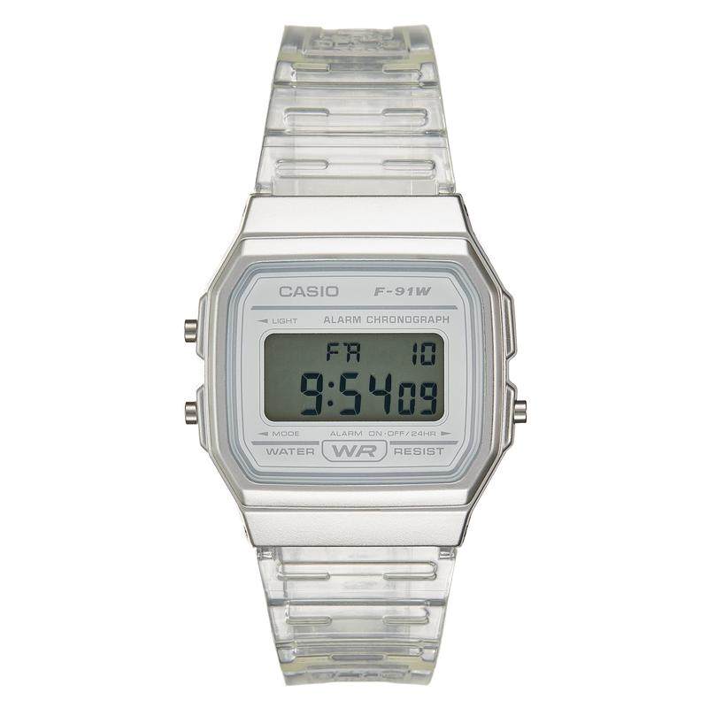 代购卡西欧男士腕表计时夜光闹钟日期透明塑料防水钢带日常休闲