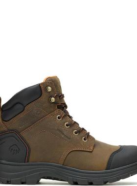 代购Wolverine男士工装靴防水透气防滑耐用高帮系带圆头TPU包头