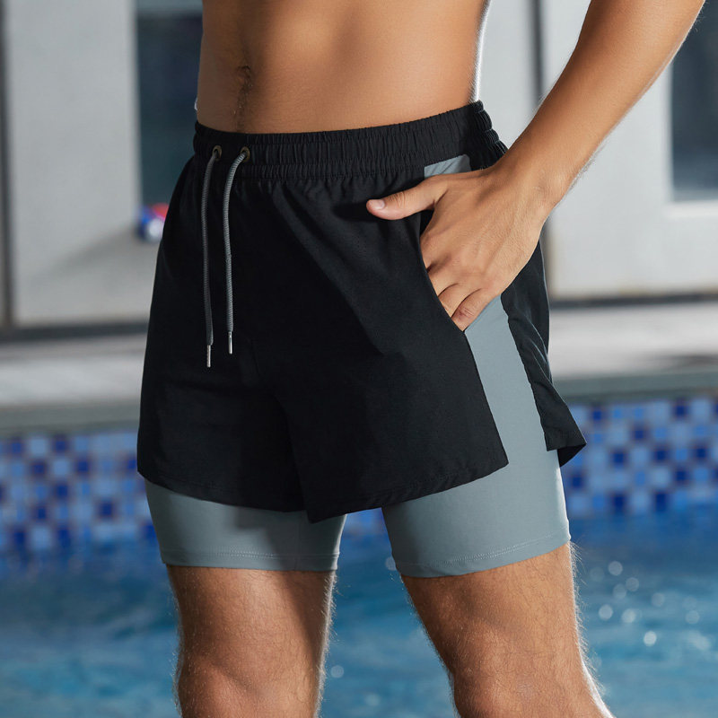 泳裤男2022新款防尴尬宽松速干大码平角四分男生专业游泳裤泡温泉