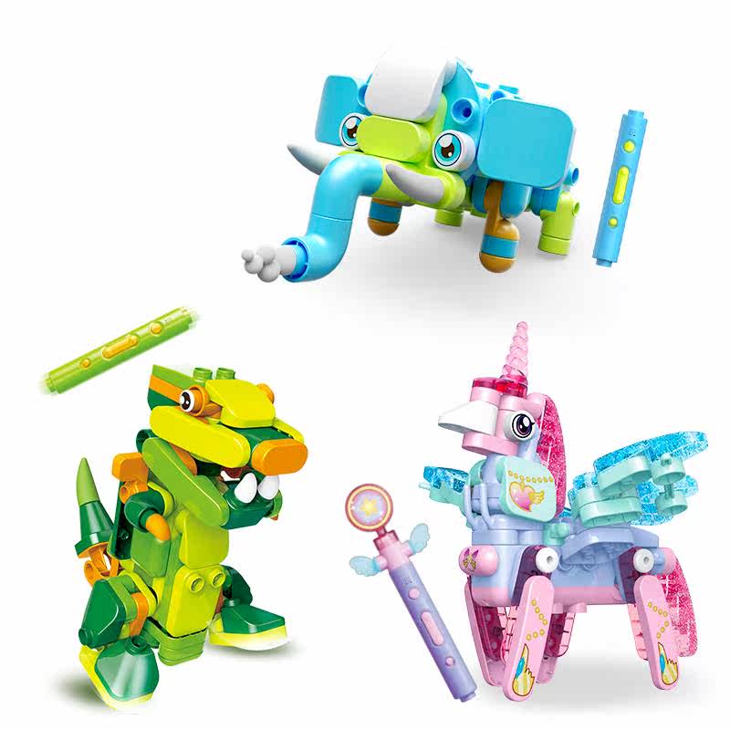 布鲁可积木大颗粒百变恐龙玩具动物玩具男孩女孩早教益智儿童玩具