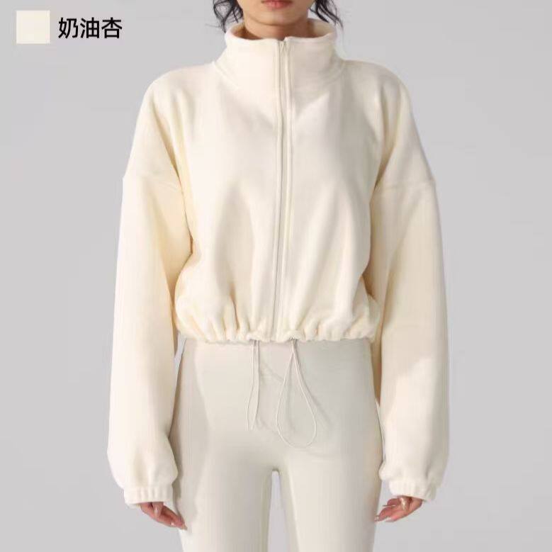 【清仓福利】运动外套女双面绒保暖短款显瘦宽松健身瑜伽服上衣冬