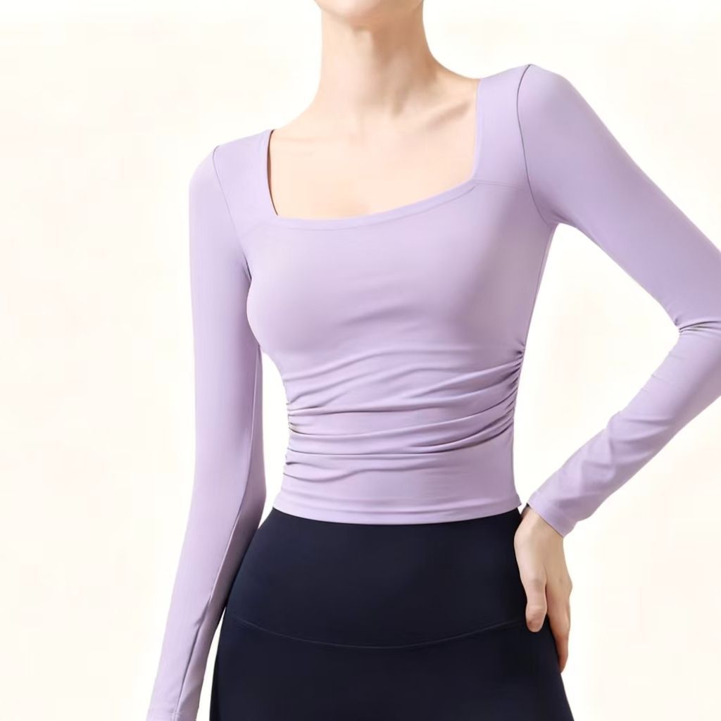 裸感瑜伽服女长袖T恤显瘦健身上衣运动健身服普拉提训练服CX501