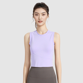 带固定胸垫跑步速干无袖 新款 瑜伽服运动女紧身长款 健身上衣