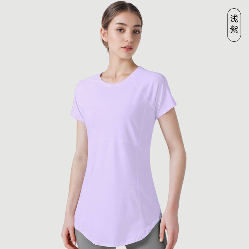 夏季速干瑜伽T恤可外穿修身显瘦短袖长款运动速干女