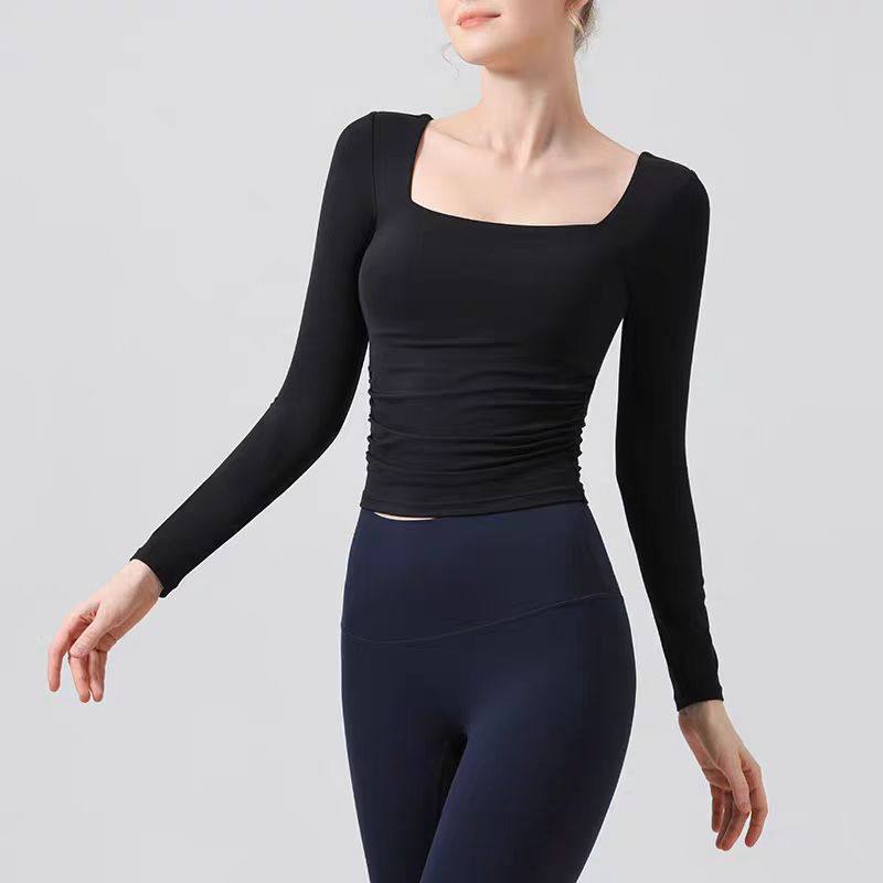 带胸垫裸感瑜伽服女长袖T恤(LUWX1108)